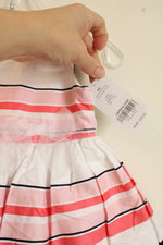 NEW Carter's White Pink Blue and Yellow Cotton Striped Sleeveless Dress | 6MO