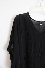 Vintage Black Sheer Feather Poncho Top | One Size