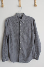 Nautica Black and White Checkered Button Down Slim Fit Long Sleeve Shirt | M