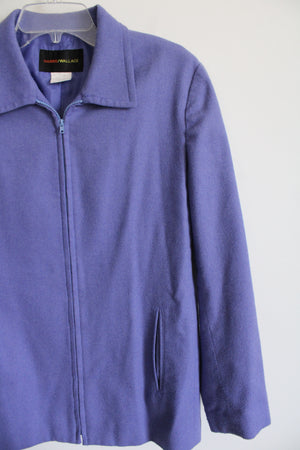 Harris/Wallace Wool Blend Blue Zip Up Jacket | 6