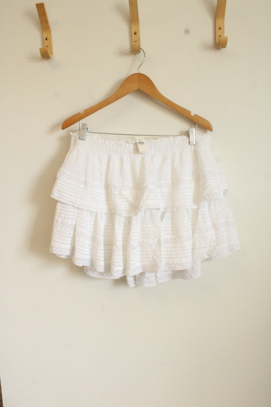 NEW Aerie White Cotton Tiered Mini Skirt | XL