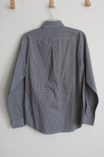 Nautica Black and White Checkered Button Down Slim Fit Long Sleeve Shirt | M