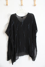 Vintage Black Sheer Feather Poncho Top | One Size