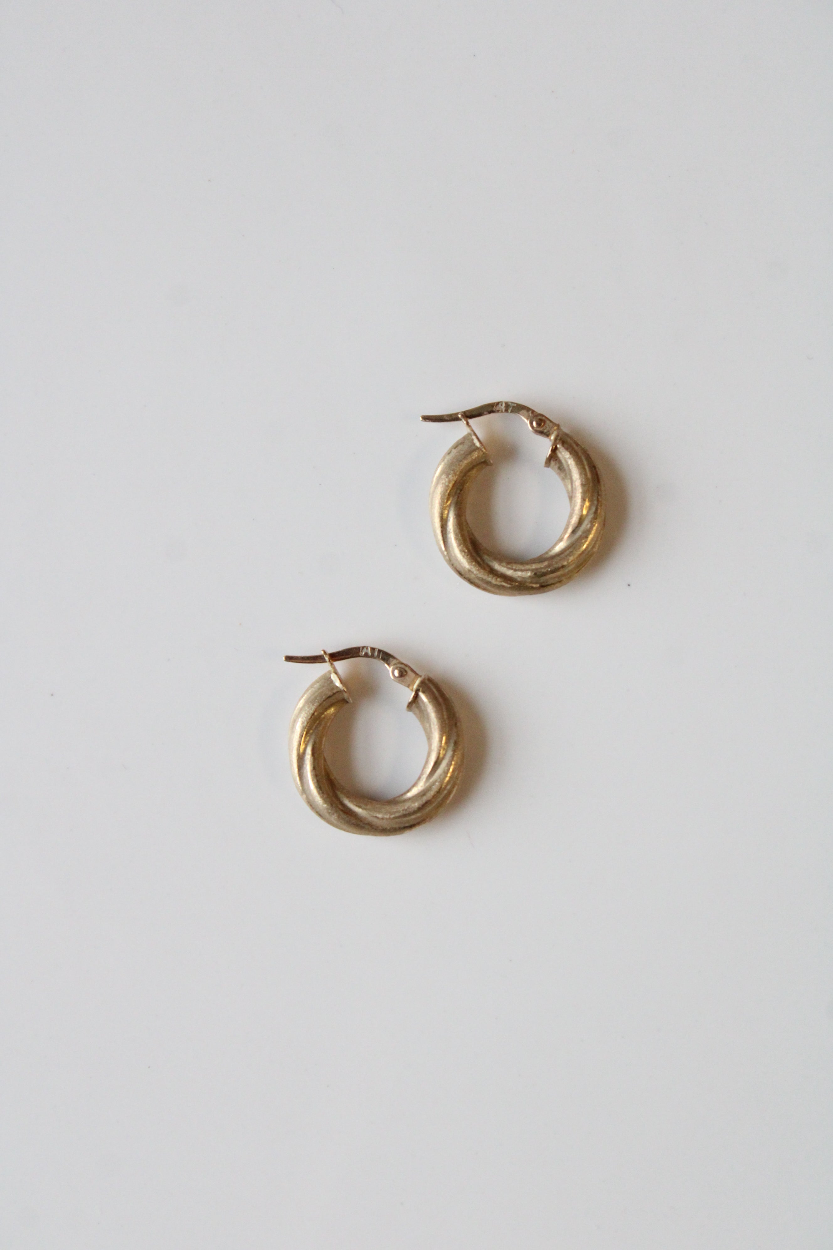 14K Yellow Gold Twist Mattified Earrings