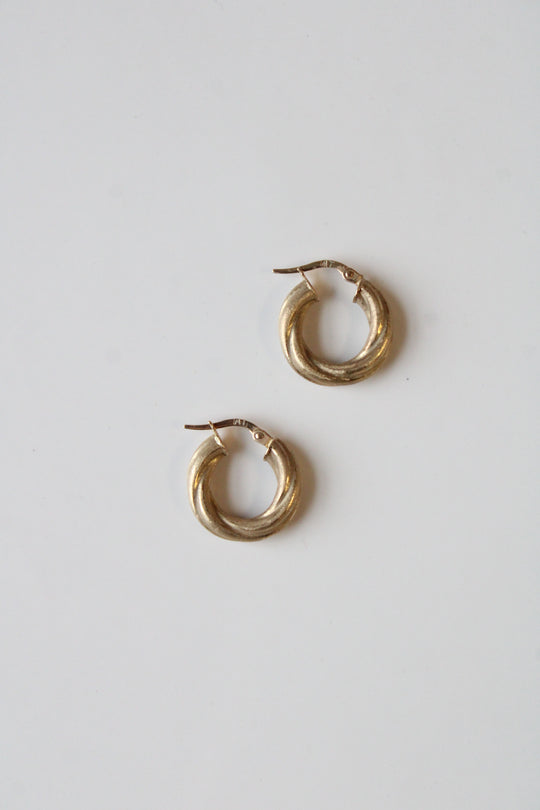 14K Yellow Gold Twist Mattified Earrings