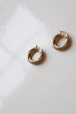14K Yellow Gold Twist Mattified Earrings