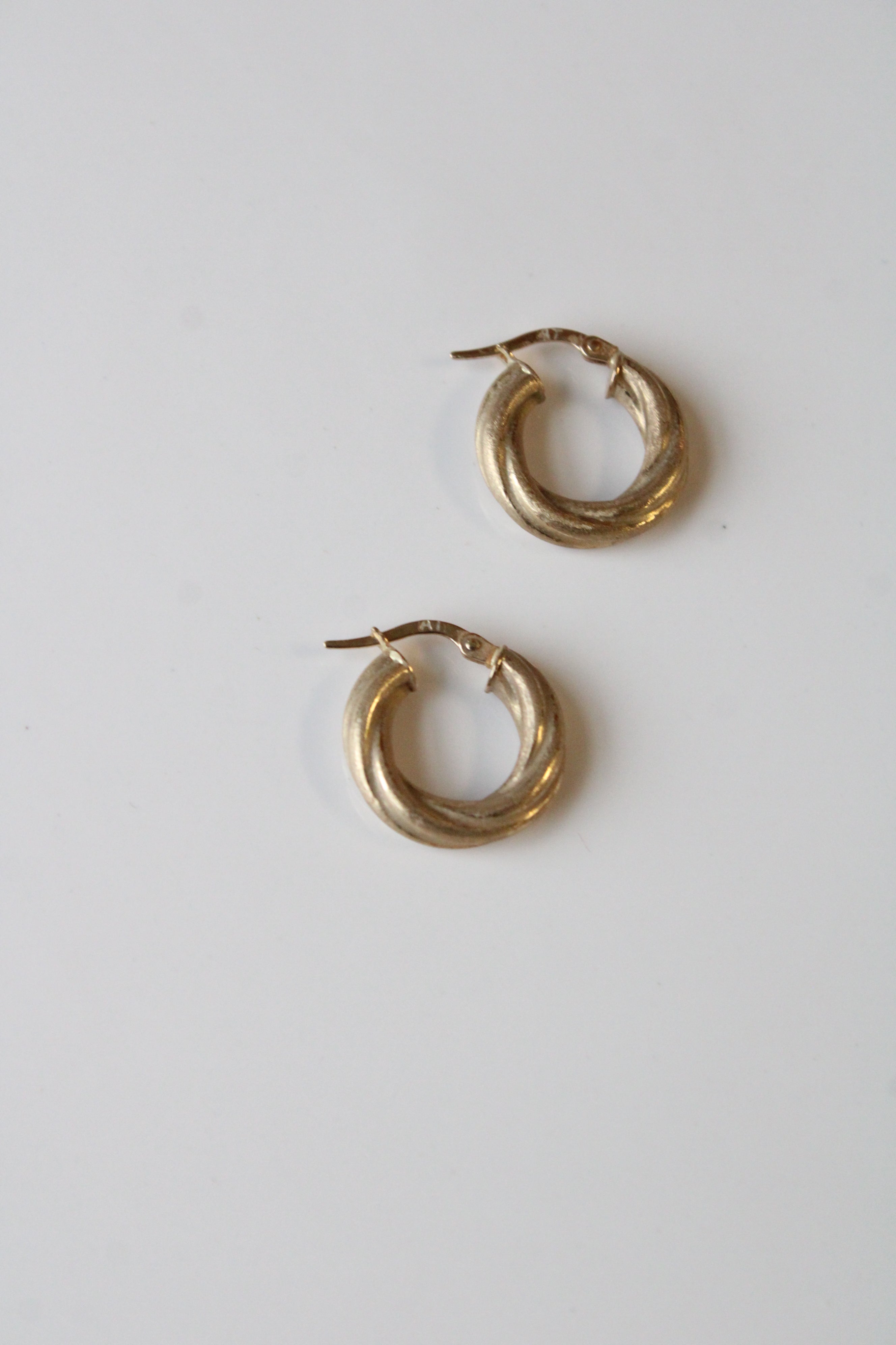 14K Yellow Gold Twist Mattified Earrings