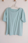 J.Jill Luxe Supima Elbow-Sleeve Tee Blue Shirt | S
