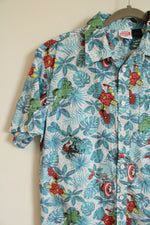 Marvel Blue Tropical Print Short Sleeved Button Down Shirt | M