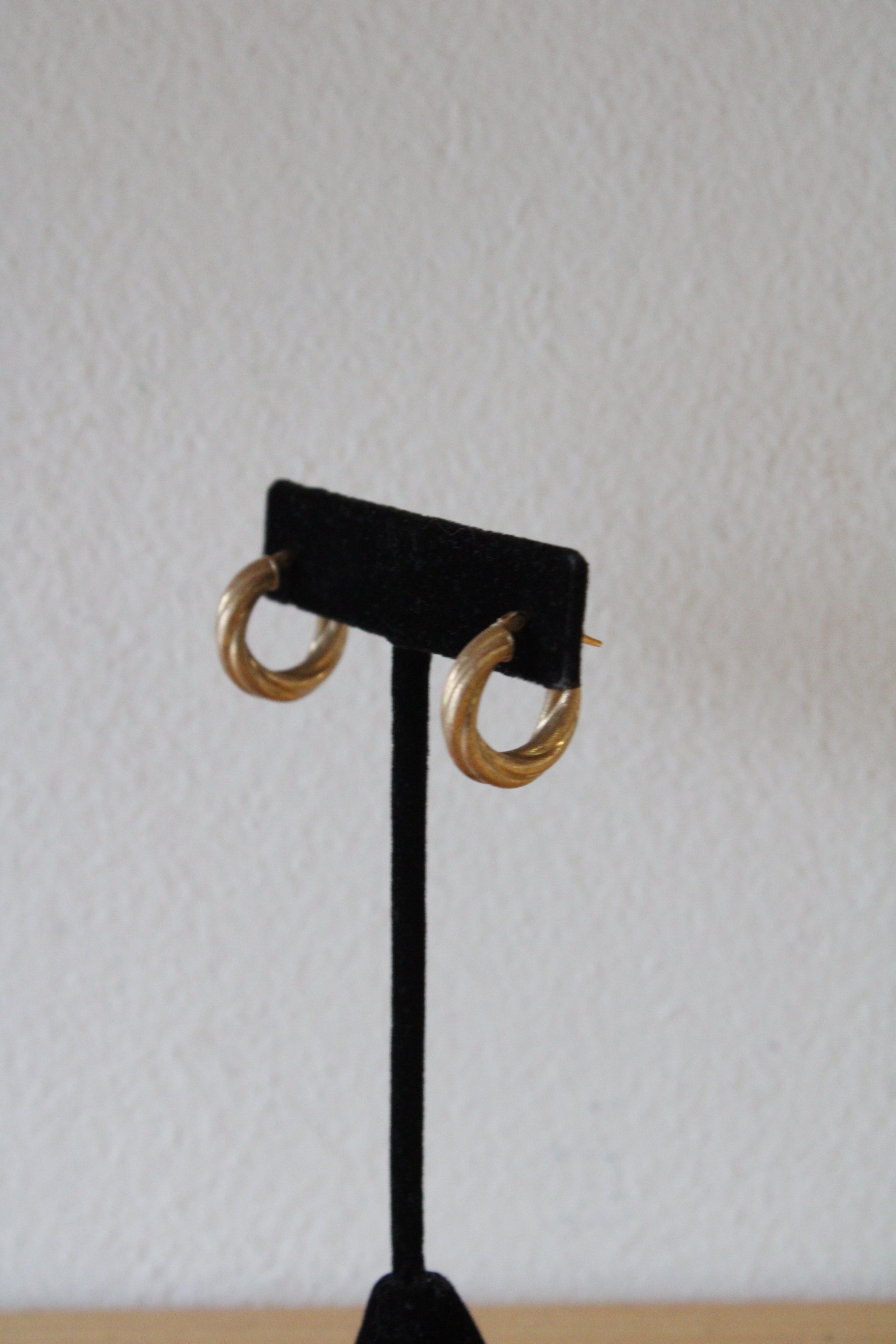 14K Yellow Gold Twist Mattified Earrings