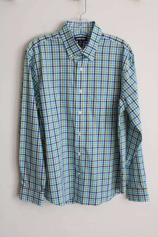 Land's End Checkered Plaid Button Down Long Sleeve Shirt | M