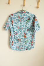 Marvel Blue Tropical Print Short Sleeved Button Down Shirt | M