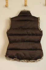 Gap Reversible Brown Puffer & Faux Fur Zipper Vest | 8/10