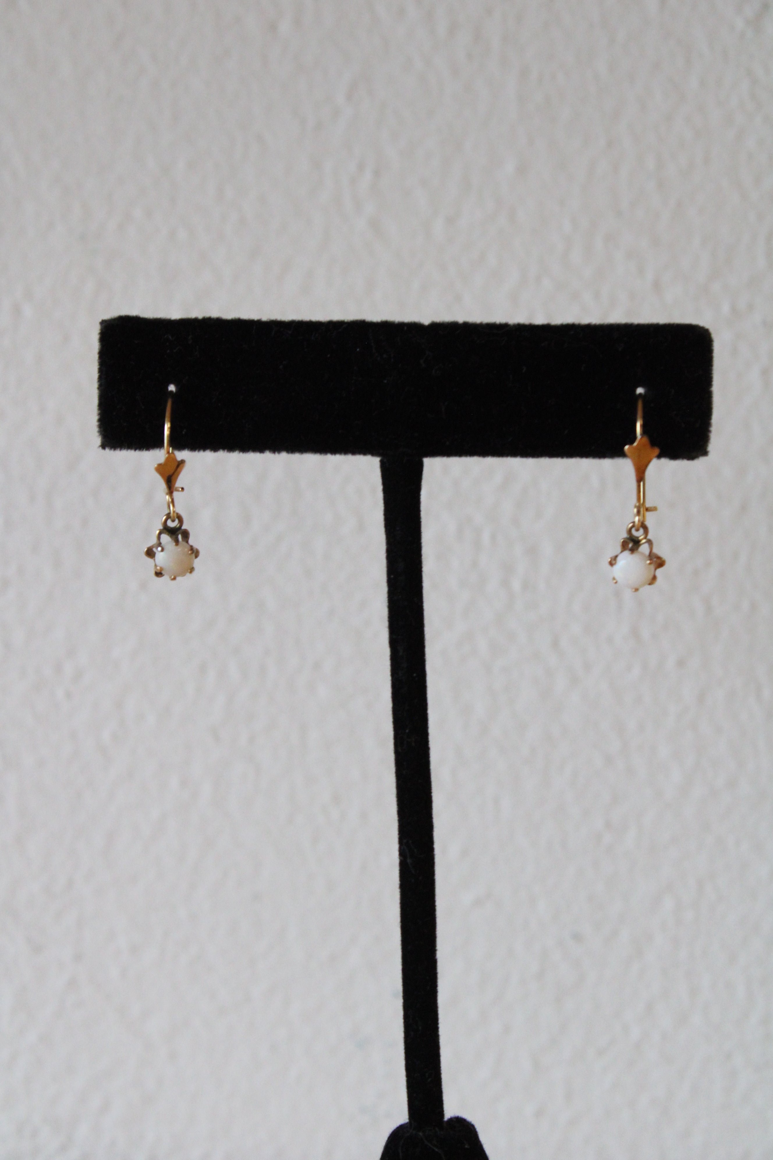 14K Yellow Gold Opal Dangle Earrings