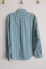 Land's End Checkered Plaid Button Down Long Sleeve Shirt | M