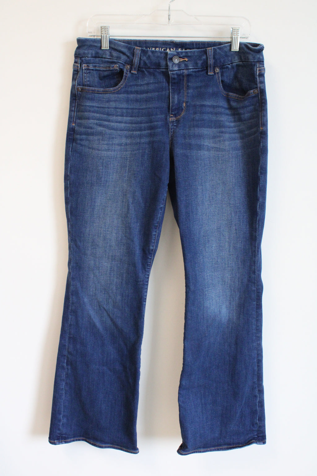 American Eagle Next Level Stretch Kick Boot Mid Wash Jeans | 12 Short