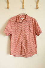 Gap Slim Fit Stretch Soft Poplin Terracotta Button Down Short Sleeved Shirt | L