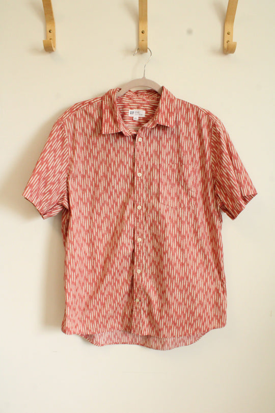 Gap Slim Fit Stretch Soft Poplin Terracotta Button Down Short Sleeved Shirt | L