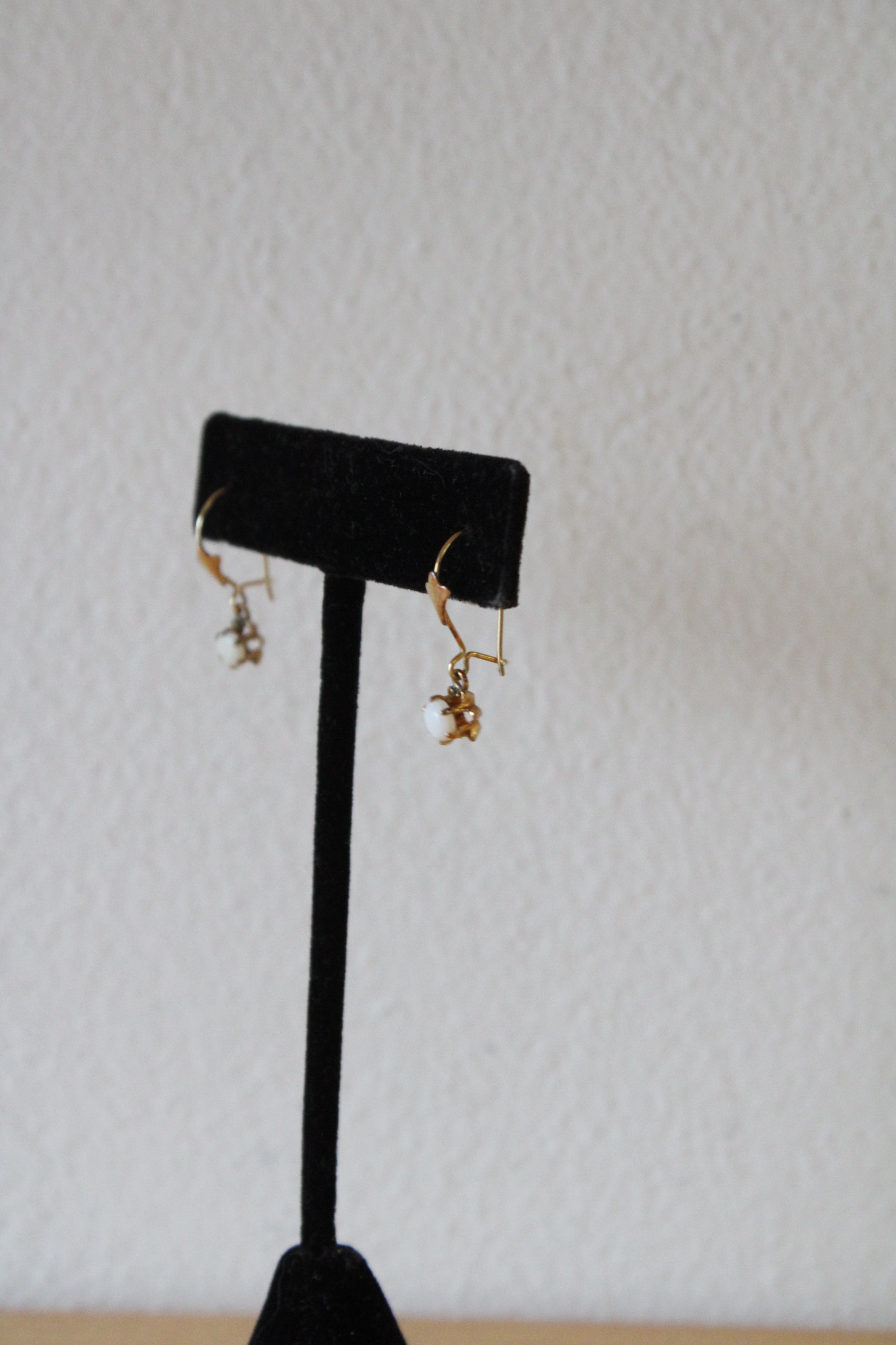 14K Yellow Gold Opal Dangle Earrings