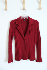 Apt. 9 Red Cable Knit Collared Button Down Cardigan | S