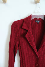 Apt. 9 Red Cable Knit Collared Button Down Cardigan | S