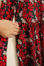 Wonder Nation Red Green and Pink Floral Print SL Dress with Pockets | 10/12