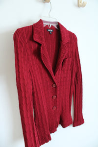 Apt. 9 Red Cable Knit Collared Button Down Cardigan | S