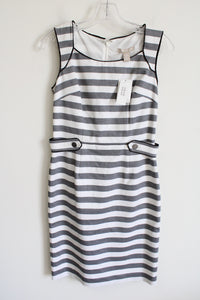 Banana Republic Gray White Striped Fitted Dress