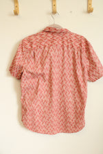 Gap Slim Fit Stretch Soft Poplin Terracotta Button Down Short Sleeved Shirt | L