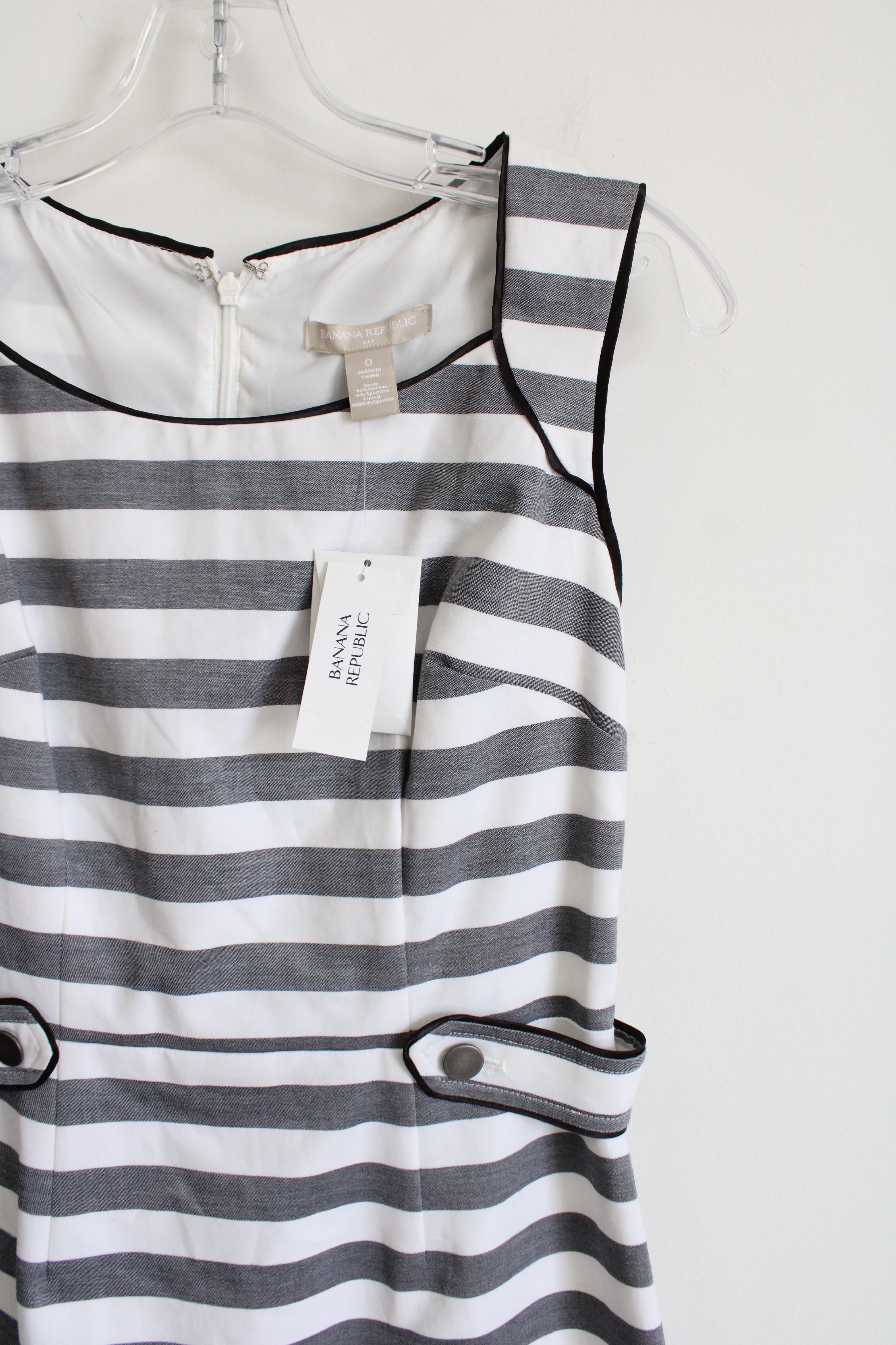 Banana Republic Gray White Striped Fitted Dress