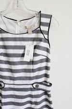 Banana Republic Gray White Striped Fitted Dress | 0