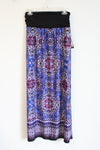 NEW AGB Black Blue Red Patterned Stretch Maxi Skirt | L