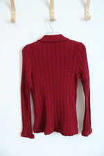 Apt. 9 Red Cable Knit Collared Button Down Cardigan | S