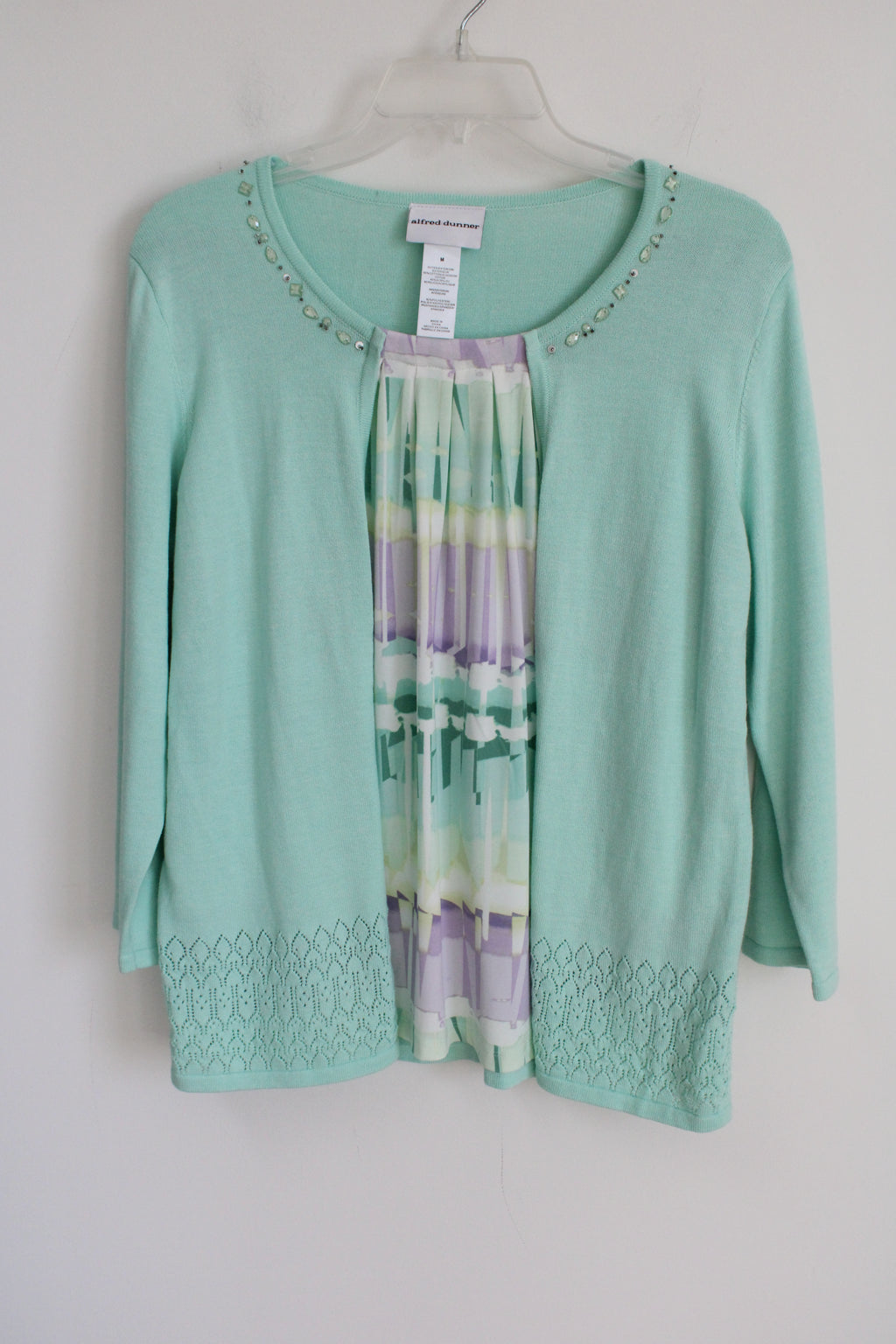Alfred Dunner Blue Green Knit Layered Top | M