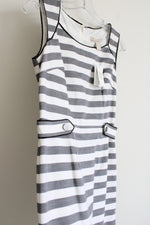 Banana Republic Gray White Striped Fitted Dress | 0
