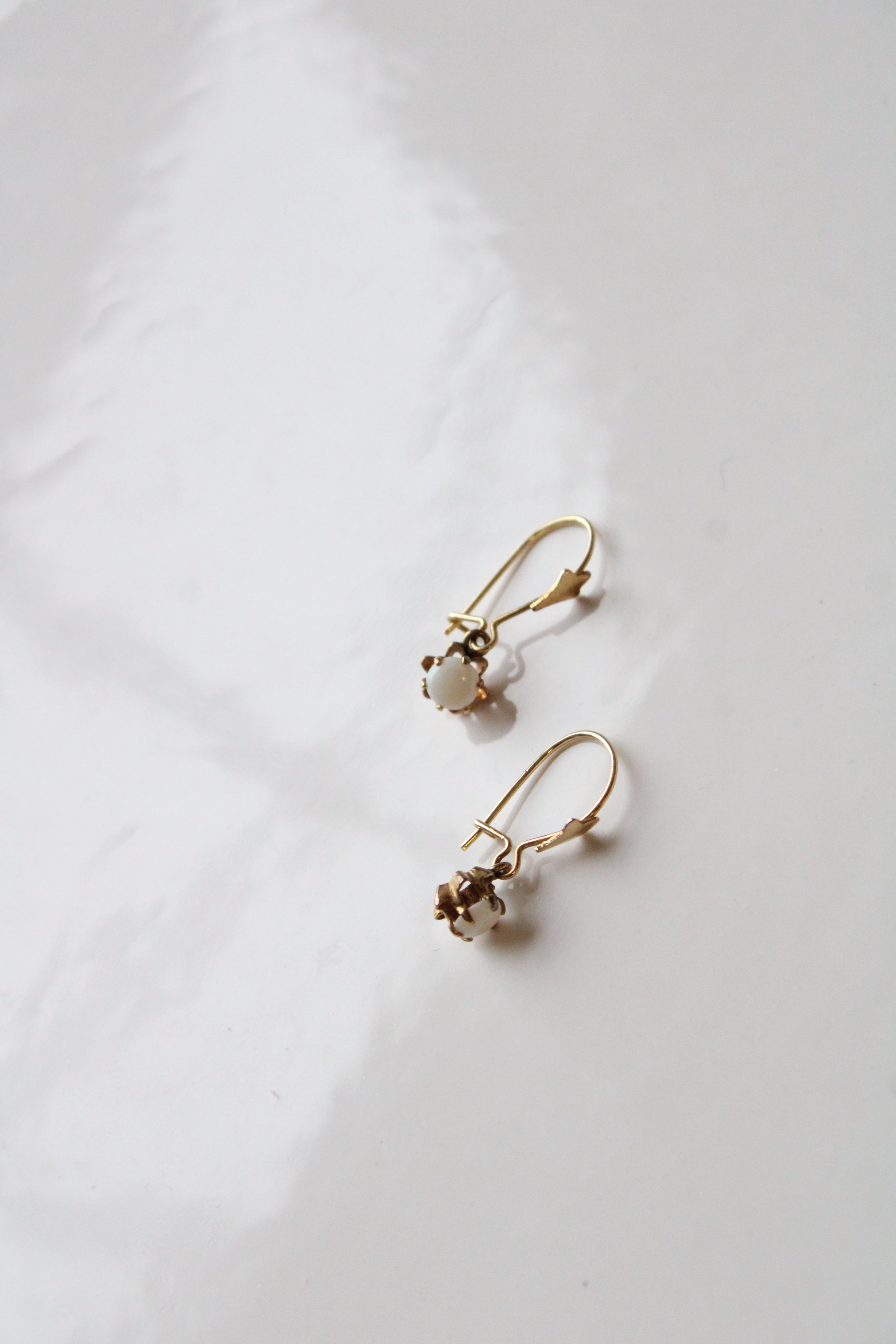 14K Yellow Gold Opal Dangle Earrings