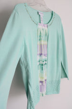 Alfred Dunner Blue Green Knit Layered Top | M