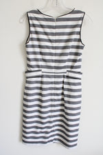 Banana Republic Gray White Striped Fitted Dress | 0