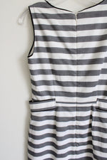 Banana Republic Gray White Striped Fitted Dress | 0