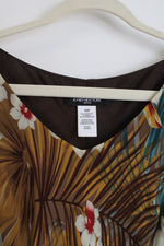 Jones New York Silk Tropical Print Y2K Dress | 10 Petite