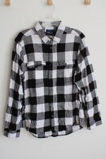 Wrangler Black and White Checkered Button Down Long Sleeve Shirt | XL