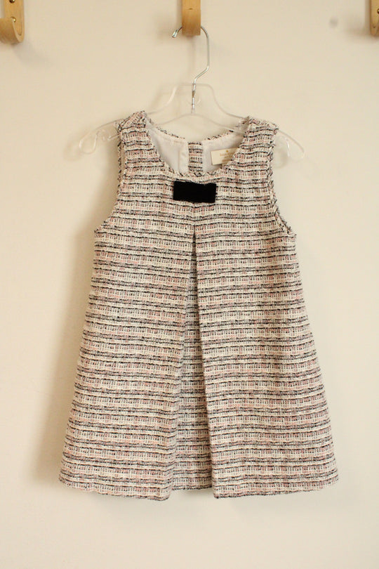 Kate Spade White Gray and Pink Tweed Dress with Velvet Bow | 3