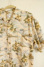 Pierre Cardin Pale Yellow Hawaiian Button Down Short Sleeved Shirt | L