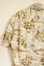 Pierre Cardin Pale Yellow Hawaiian Button Down Short Sleeved Shirt | L