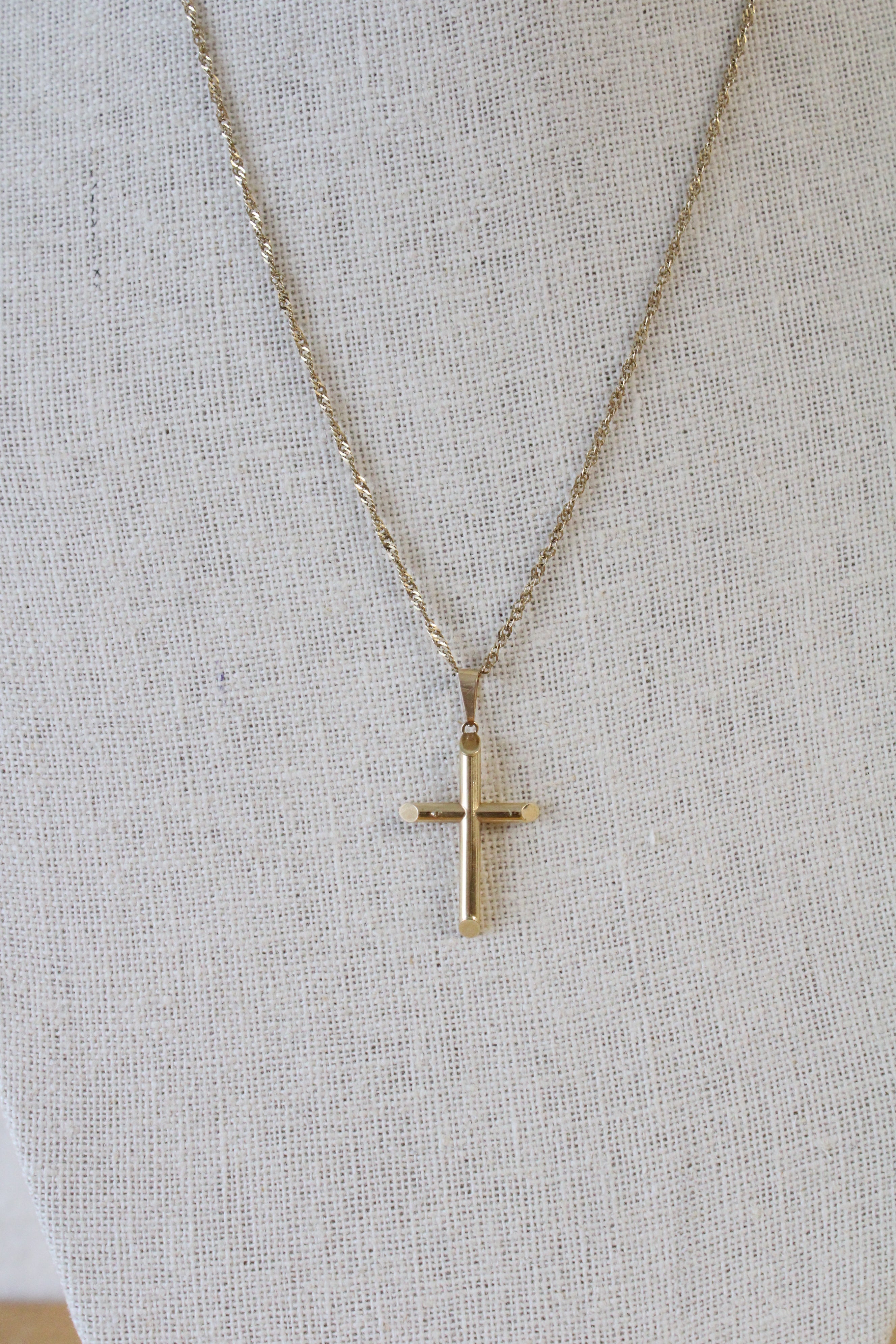 14K Yellow Gold Cross Necklace