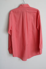 Van Heusen Corral Red Satin Stripe Button Down Long Sleeve Shirt | M