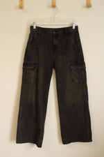 Old Navy Black Denim Washed Cotton Cargo Wide Leg Jean | 14