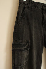 Old Navy Black Denim Washed Cotton Cargo Wide Leg Jean | 14