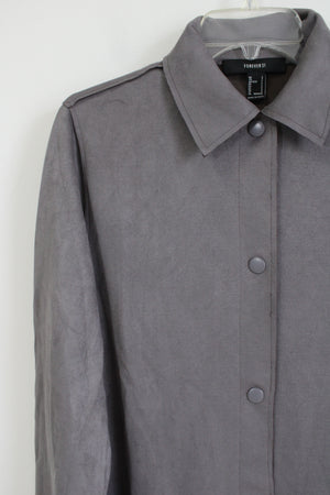 Forever 21 Gray Sueded Long Jacket | S
