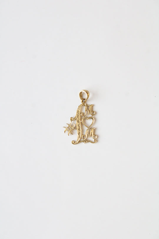 14K Yellow Gold #1 Mom Necklace Pendant